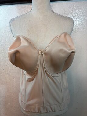 Elila Nude Satin Strapless Bustier with Center Bow